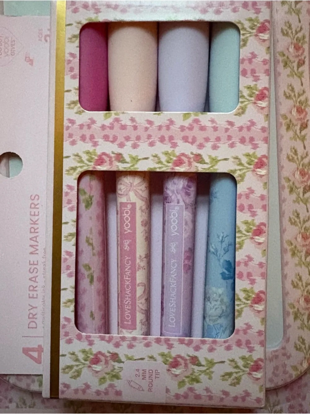 LoveShackFancy x yoobi Pink Floral Magnetic Dry Erase Board & Pastel Marker Set
